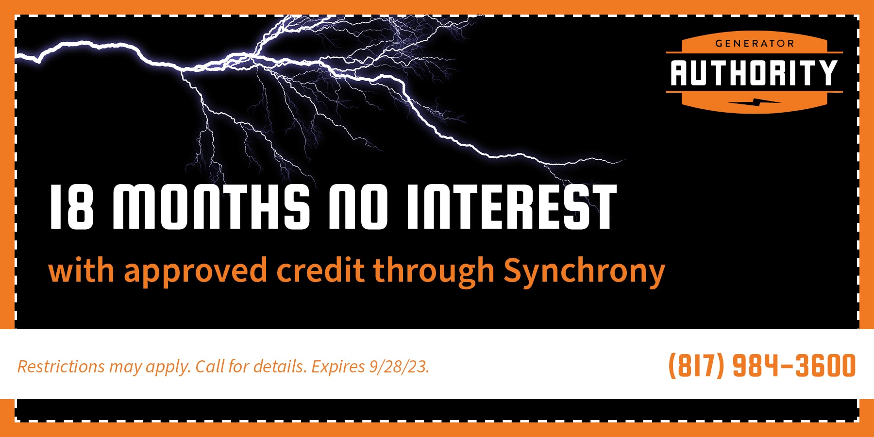 18 months no interest with approved credit through Synchrony coupon.