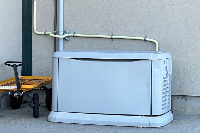 emergency generator outside of a warehouse.